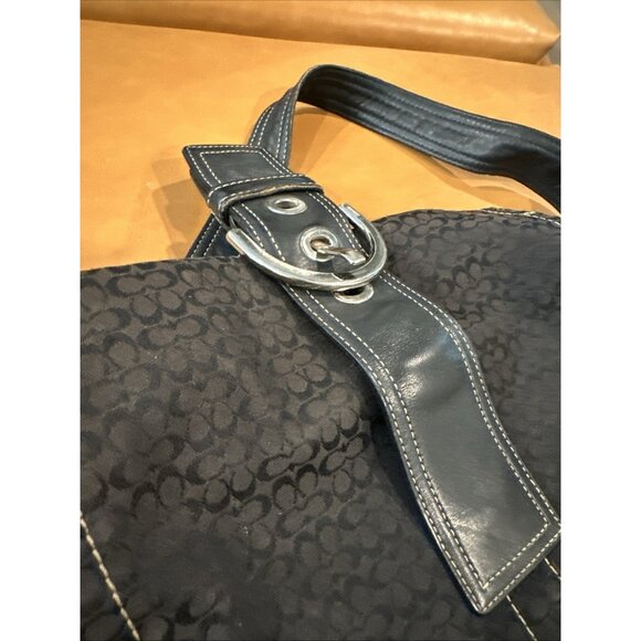 DAMAGED - COACH Soho Black Shoulder Bag Leather Canvas Archive Purse Y2K 3628 - Picture 10 of 12